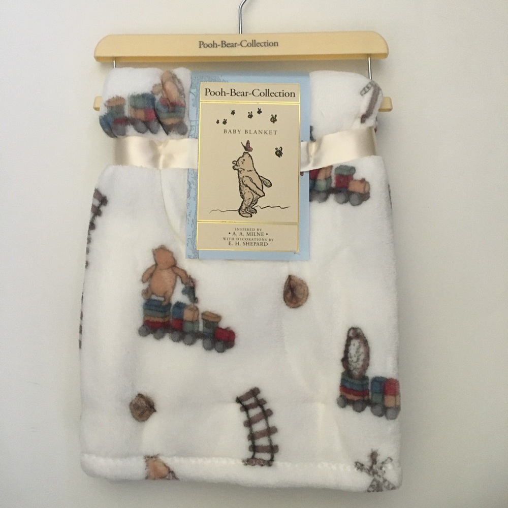 NEW Baby Blanket Soft Lightweight  Train Theme Winnie the Pooh Bear Collection
